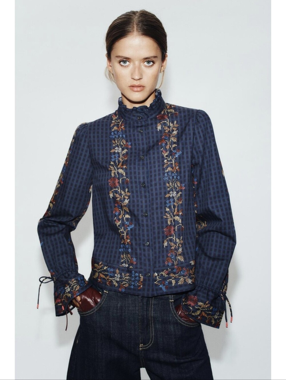 ZARA RUFFLE PRINT BLOUSE